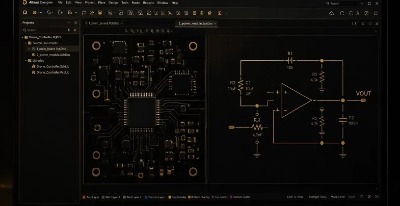 لیست المان های موجود در نقشه شماتیک در Altium-3d فوت پرینت