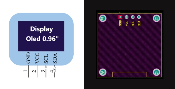 فوت پرینت نمایشگر Oled 0.96inch I2C