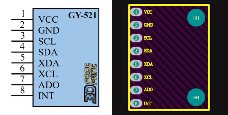 فوت پرینت ماژول GY-521