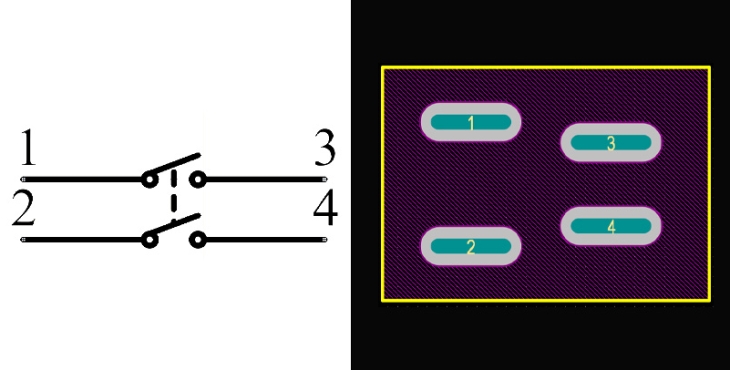 فوت پرینت RockerSwitch_4Pin_KCD1