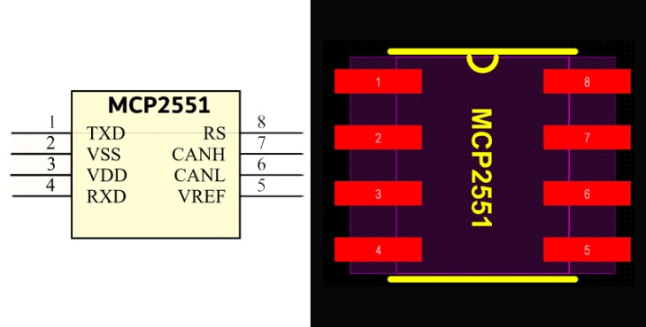 فوت پرینت MCP2551