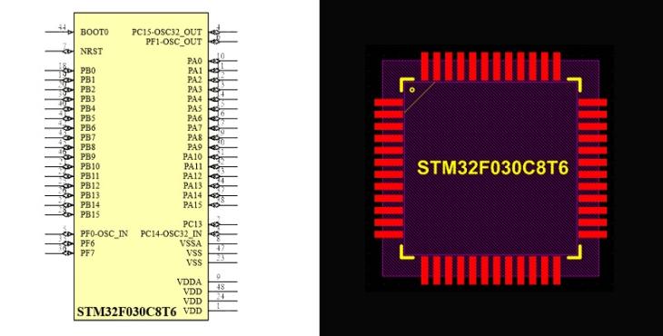 فوت پرینت STM32F030C8T6