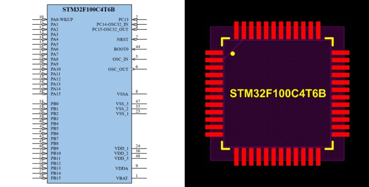 فوت پرینت STM32F100C4T6B