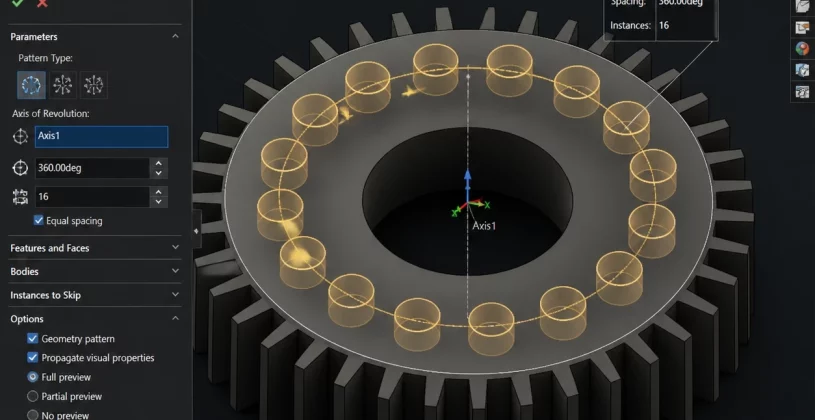 Circular Pattern در SolidWorks