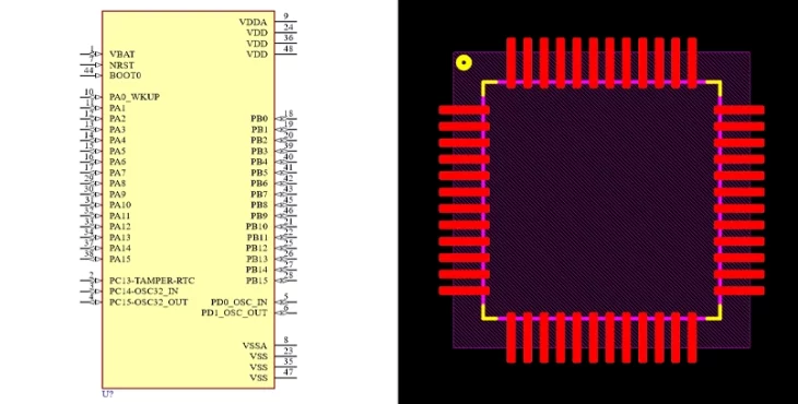 فوت پرینت میکروکنترلر STM32F103C8T6
