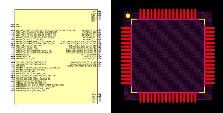 فوت پرینت میکروکنترلر STM32F103RET6